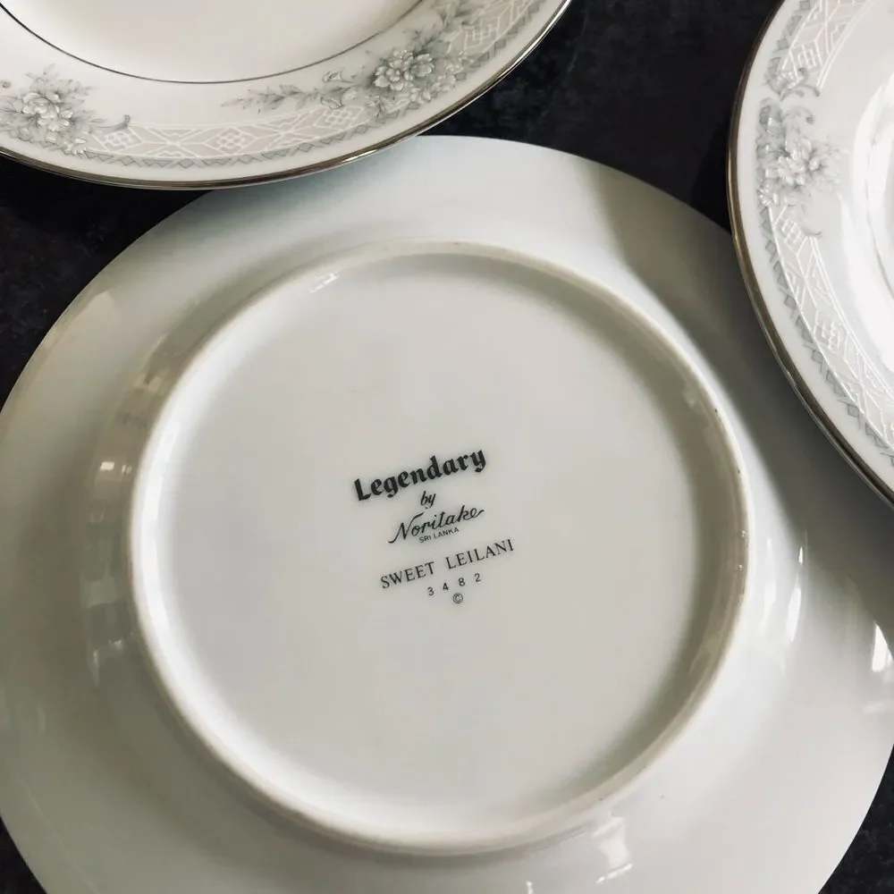 Noritake Legendary Sweet Leilani Gray Floral Plates Set